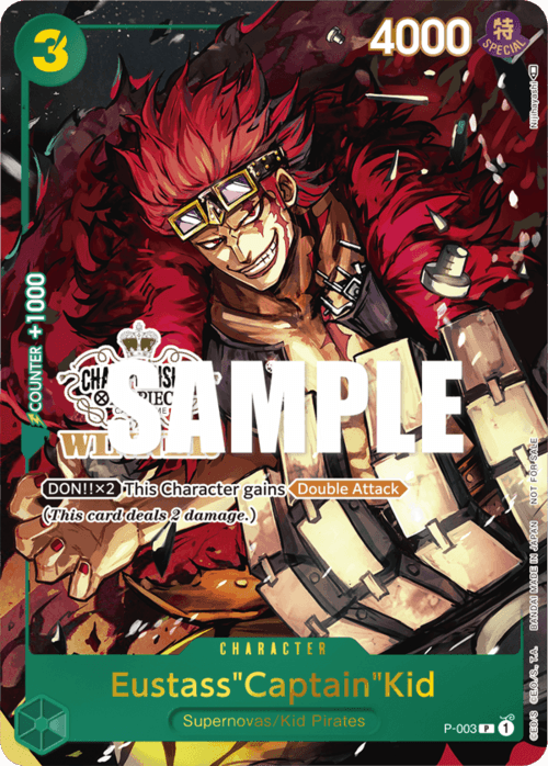 Eustass"Captain"Kid — Championships Promo (op-chp) — No. P-003w — Ver. Promo — vStore Championship Winner