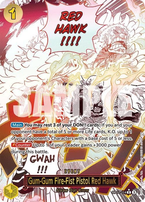 Gum-Gum Fire-Fist Pistol Red Hawk — OP-11: A Fist of Divine Speed (op11) — No. OP11-114a — Ver. Alternate Art — vAlternate Art