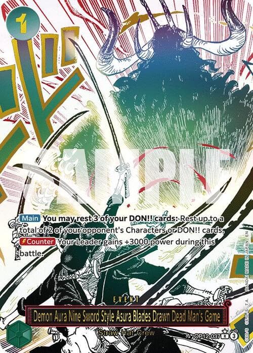 Demon Aura Nine Sword Style Asura Blades Drawn Dead Man's Game — OP-12: Legacy of the Master (op12) — No. OP12-037a — Ver. Alternate Art — vAlternate Art