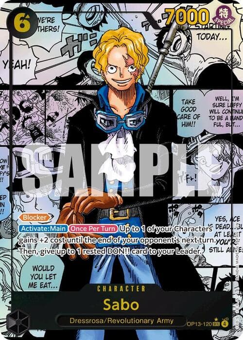 Sabo — OP-13: Carrying on his Will (op13) — No. OP13-120m — Ver. Alternate Art — vManga Panel Alternate Art | Secret Rare