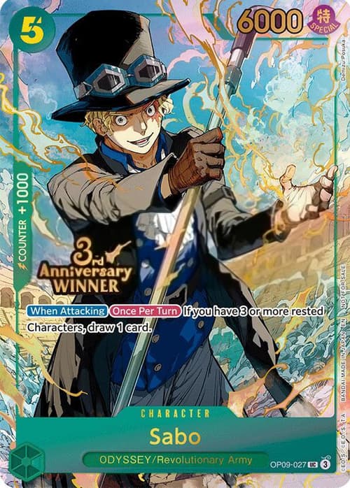 Sabo — Winner Pack (op-wp) — No. OP09-027 — Ver. Promo — v3rd Anniversary Winner